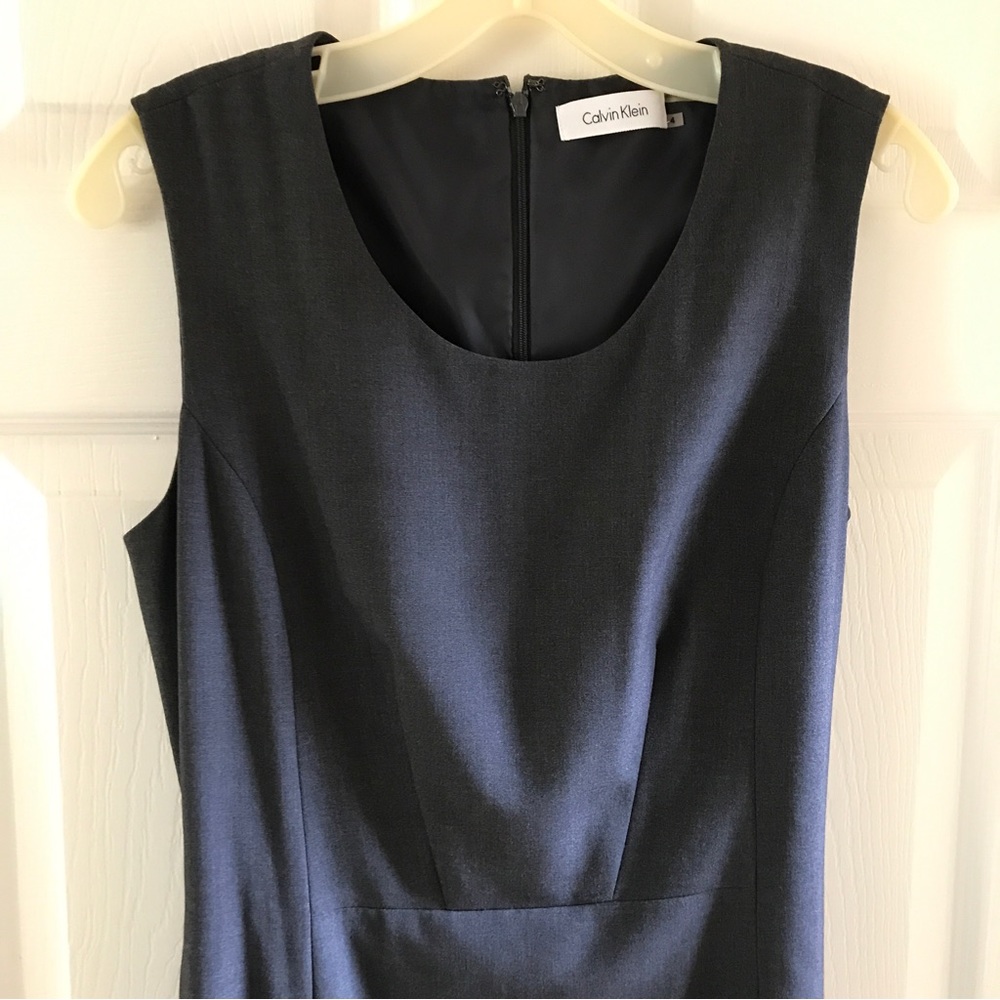 Calvin Klein dress size 4 gray zips in back lined. Belt - Picture 6 of 7